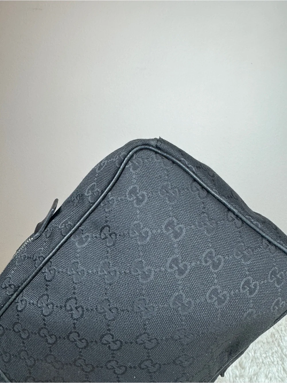 Gucci Black Monogram Messenger Bag with Adjustable Strap